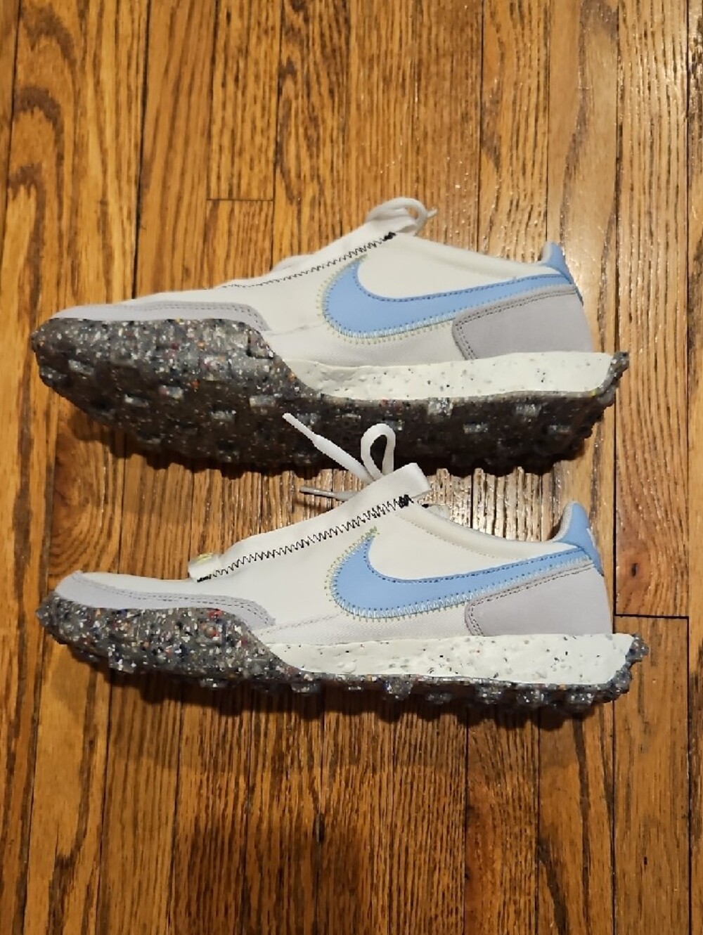 Nike Women’s Waffle Crater White with Light Blue & Lime Accent Sneakers